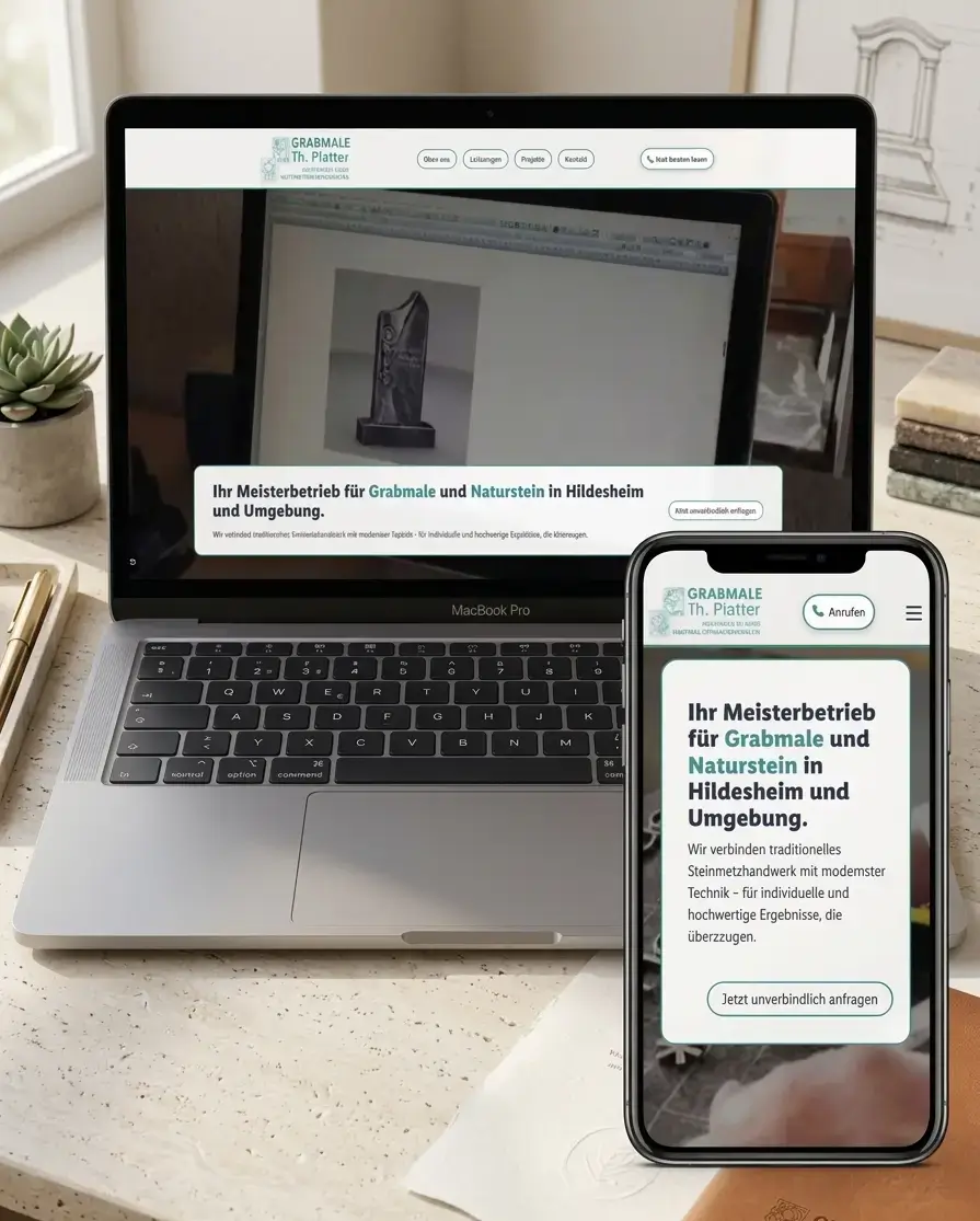 Moderne Webseite auf verschiedenen Geräten